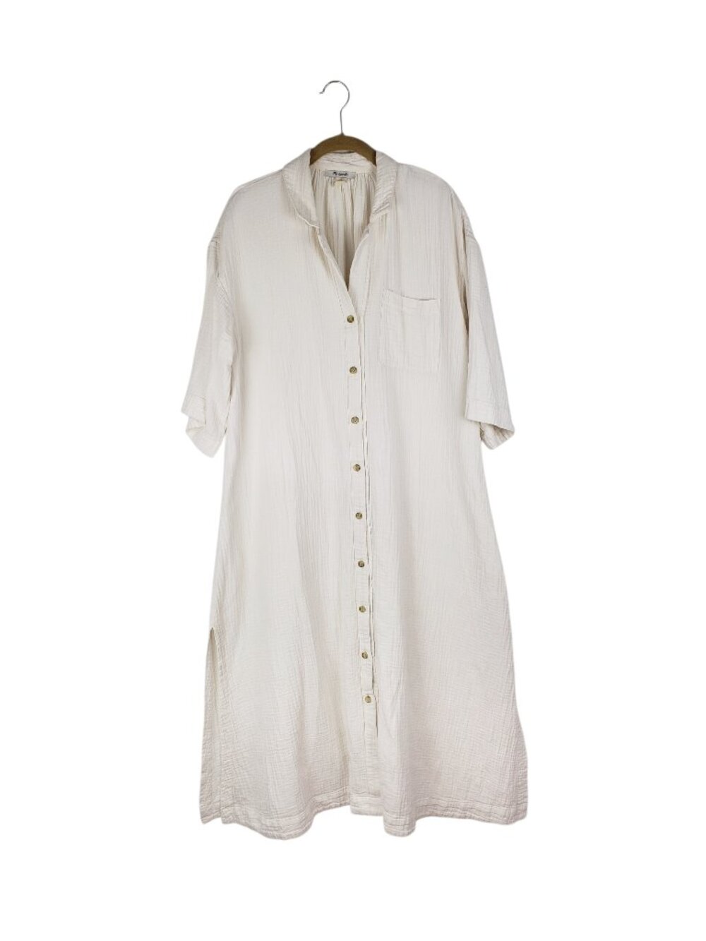 Madewell Lightestspun Cover-Up Maxi Shirtdress Ivory NC916 Button Up Womens M